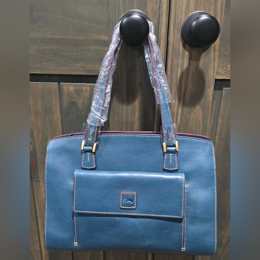 Brand New, Never Used Dooney & Bourke Florentine Leather Shoulder Bag Denim Blue